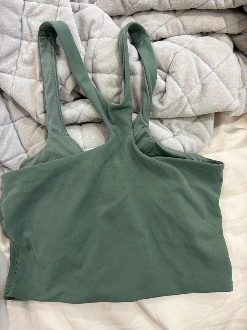 lululemon sage green cropped tank, cross cross back halter neck